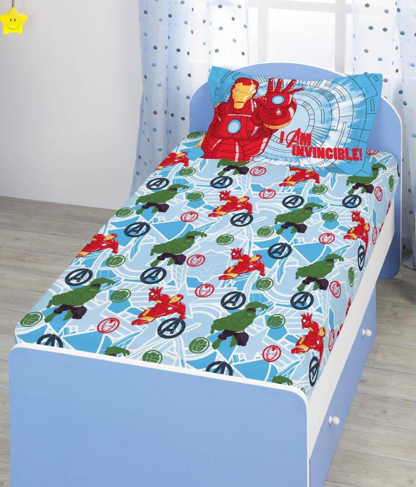     			Bombay Dyeing Kids Disney Multi-coloured Cotton Single Bedsheet With 1 Pillow Cover Kids Bedsheet