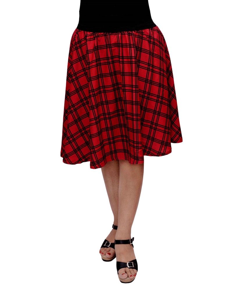 plain red pleated skirt