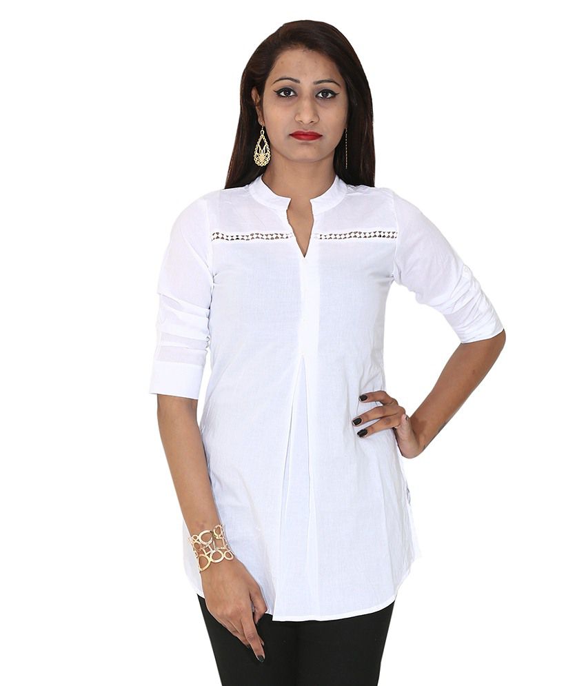 Iande White Cotton Tunics - Buy Iande White Cotton Tunics Online at ...