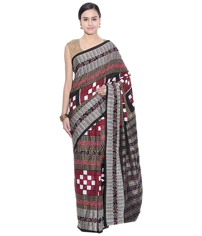 Boyanika Maroon Silk Saree - Buy 