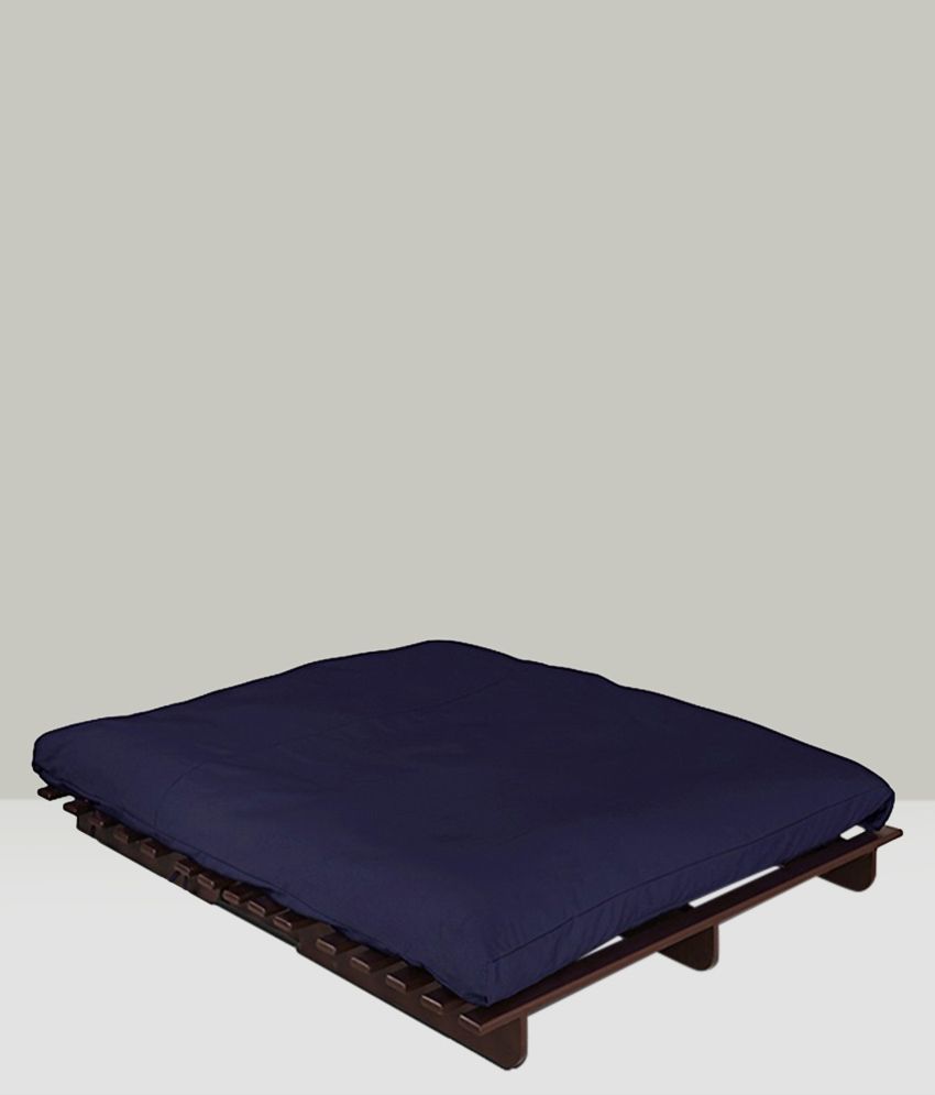 Solid Wood Double Futon With Mattress in Blue - Buy Solid ...