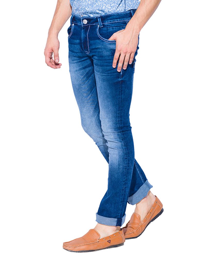 Mufti Blue Boot Cut Fit Jeans - Buy 