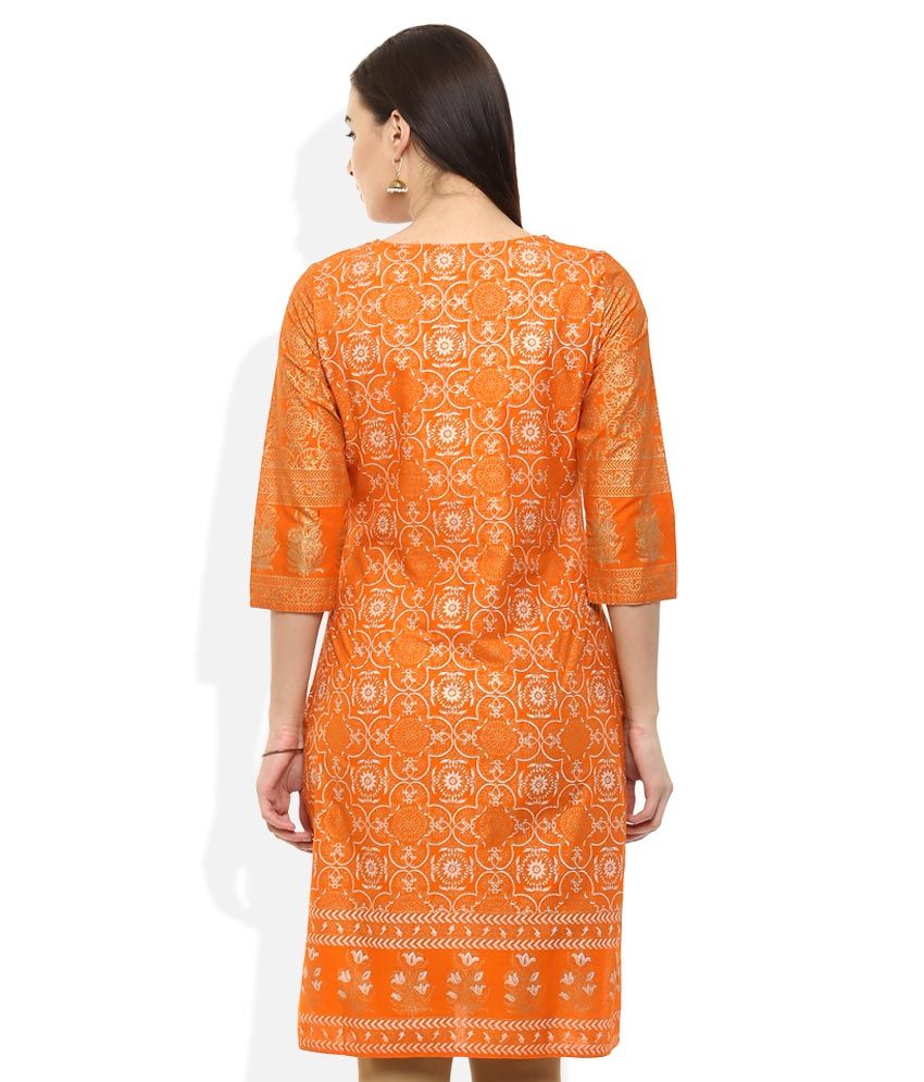 Rangmanch By Pantaloons Orange Printed Kurti Buy Rangmanch By