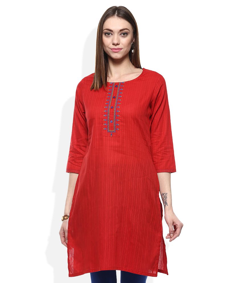 Rangmanch By Pantaloons Red Solid Kurti - Buy Rangmanch By Pantaloons ...