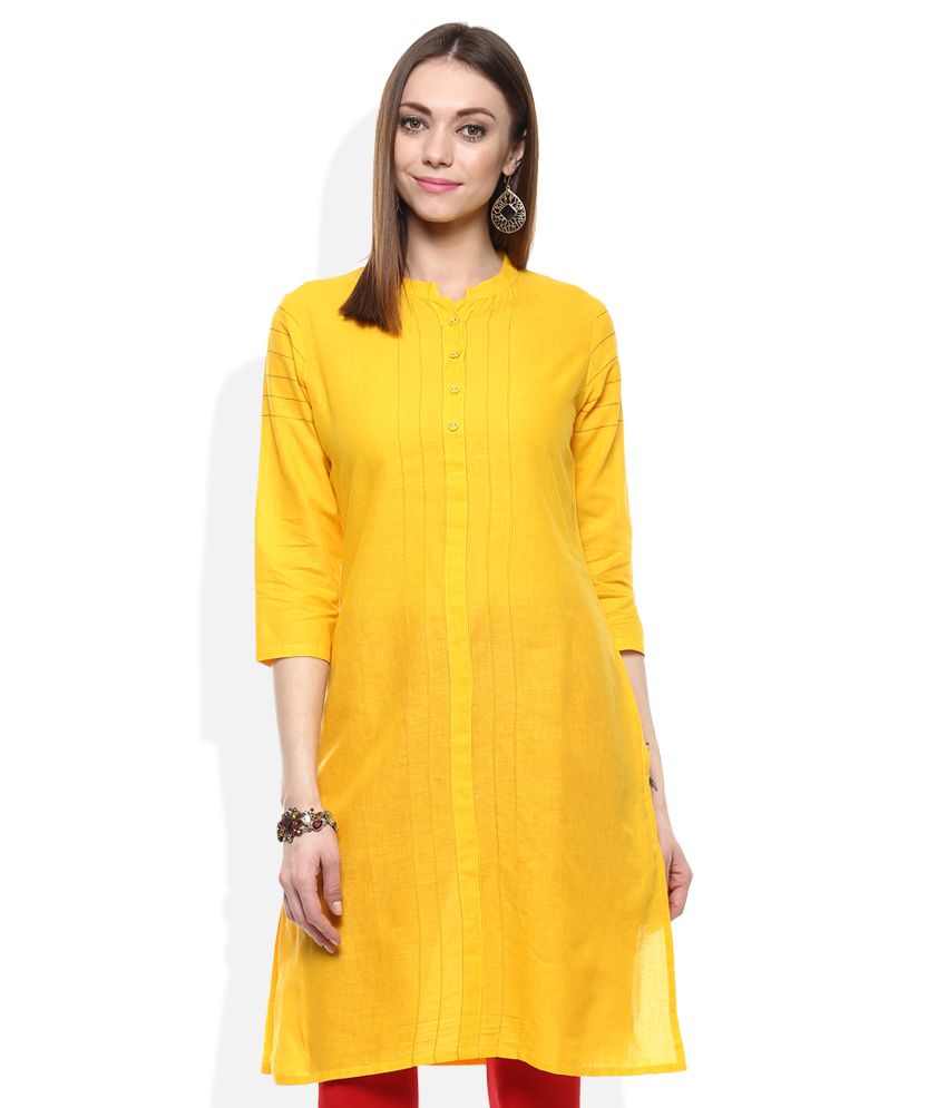 Rangmanch By Pantaloons Yellow Solid Kurti - Buy Rangmanch By ...