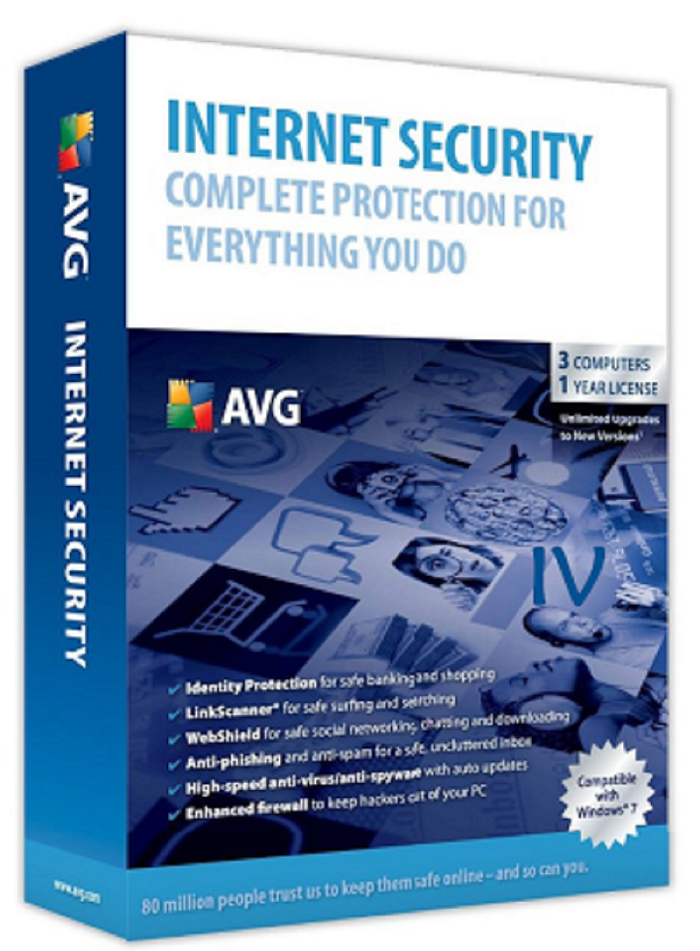 Avg internet security 3 user 1 year subscription