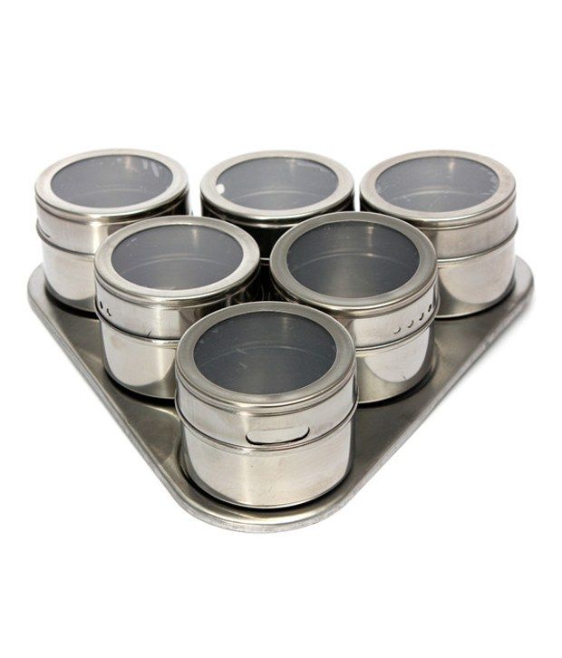 Home Genie Stainless Steel Spice Container Set 6 Pcs Set