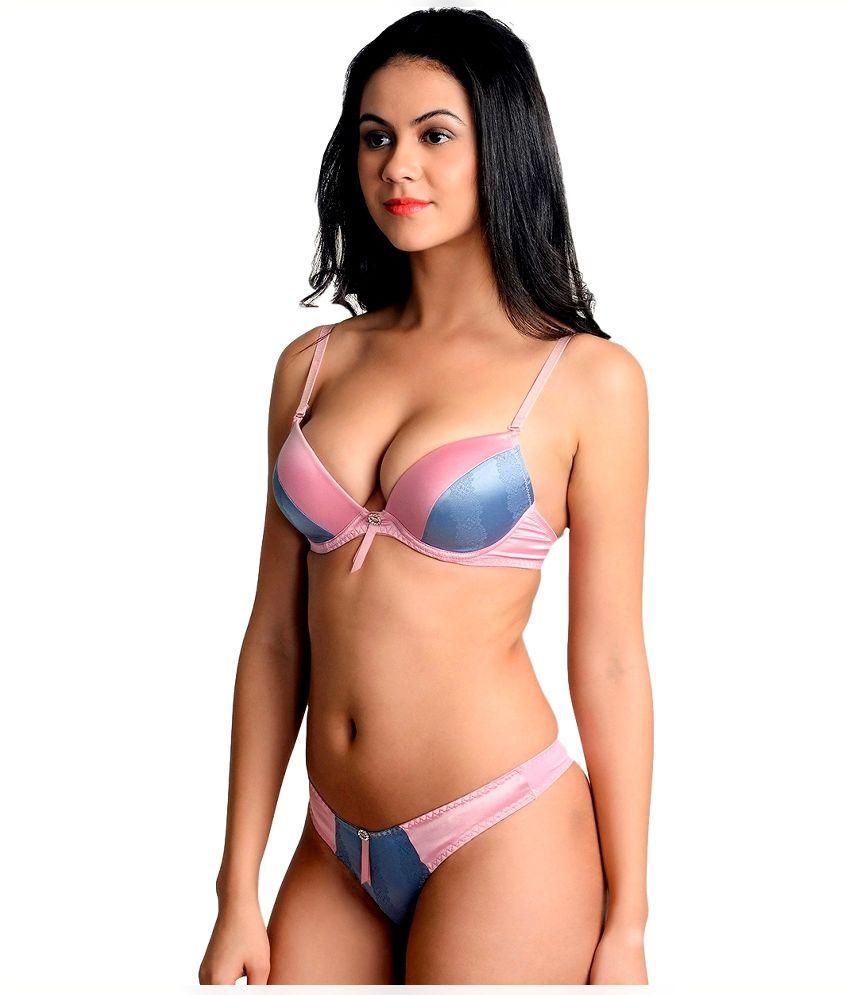 Buy Lazoya Pink Satin Bra Panty Sets Online At Best Price