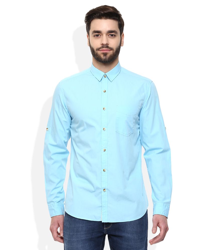 John Players Blue Shirt - Buy John Players Blue Shirt Online at Best ...