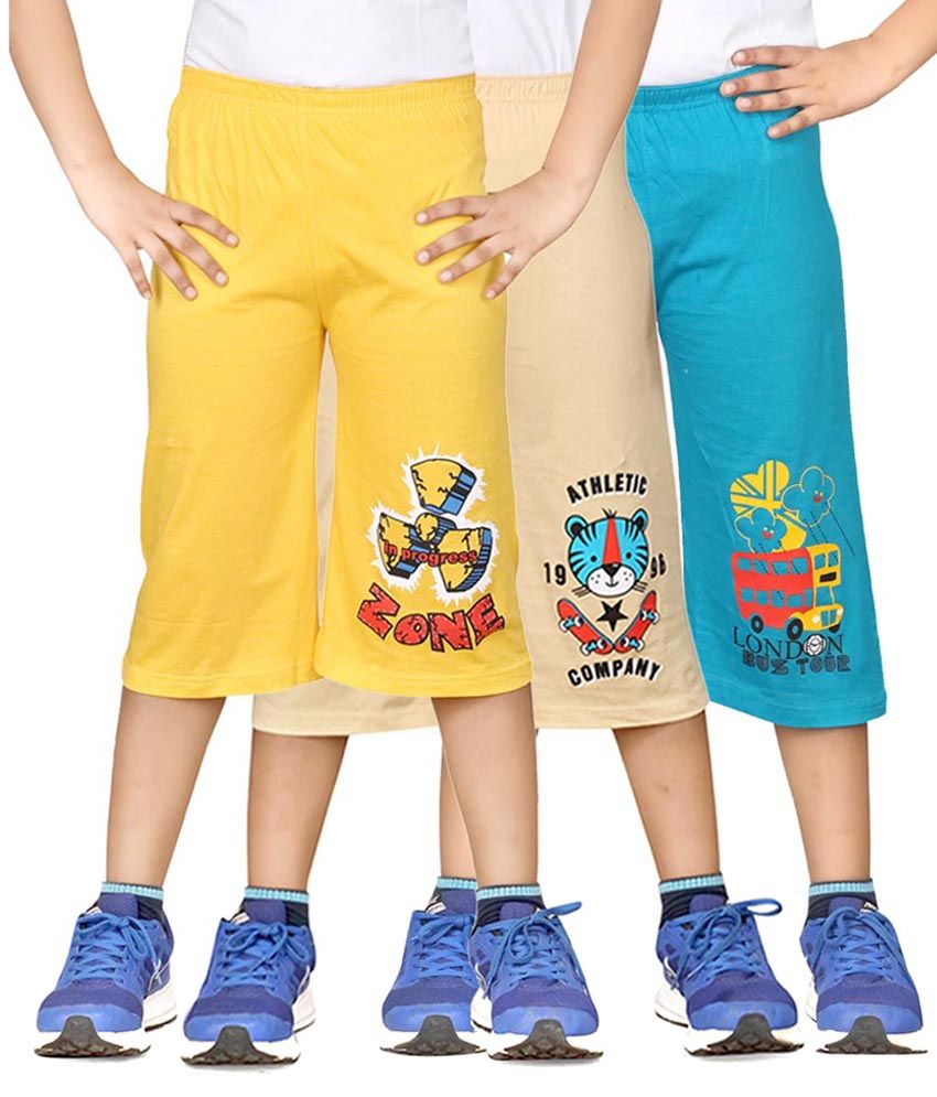     			Dongli Multicolour Three-fourth For Boys Pack Of 3