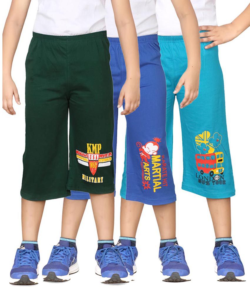     			Dongli Multicolour Three-fourth For Boys Pack Of 3