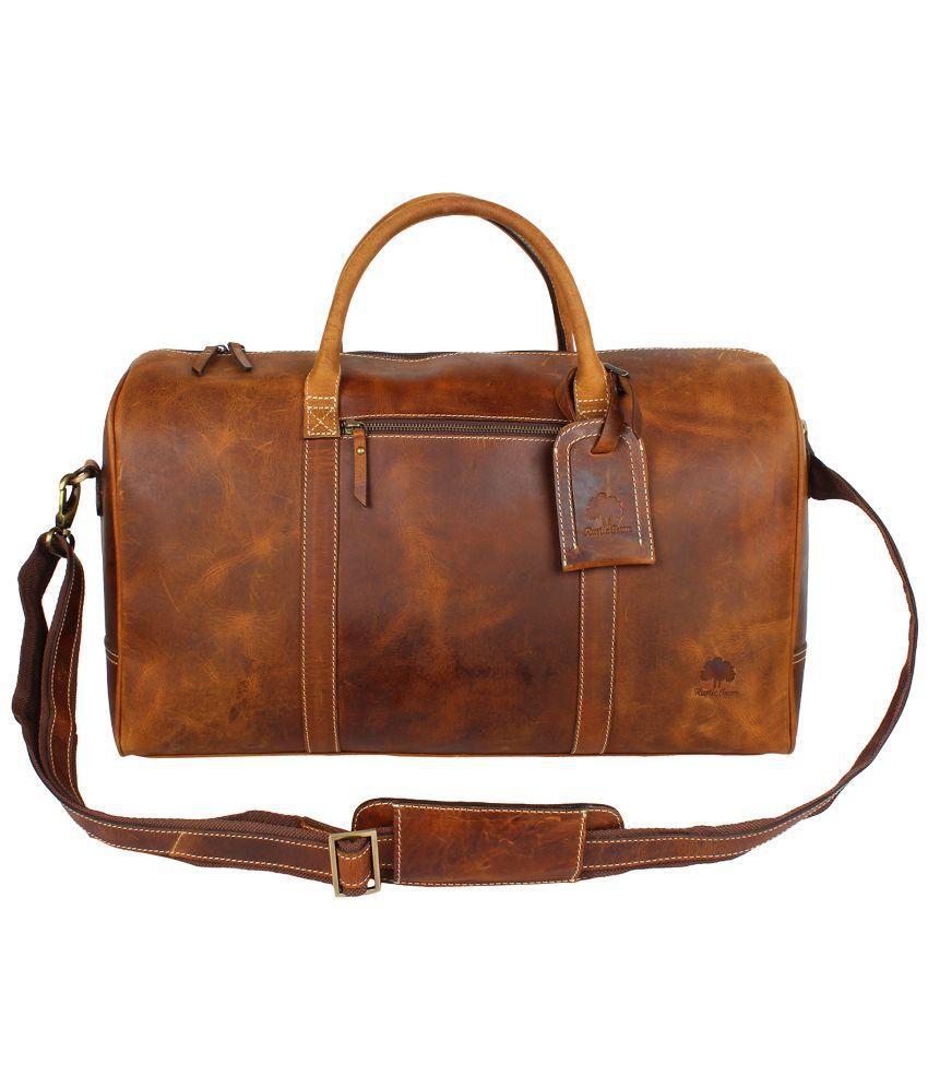 Rustic Town Brown Leather Travel Duffel Bag - Buy Rustic Town Brown ...