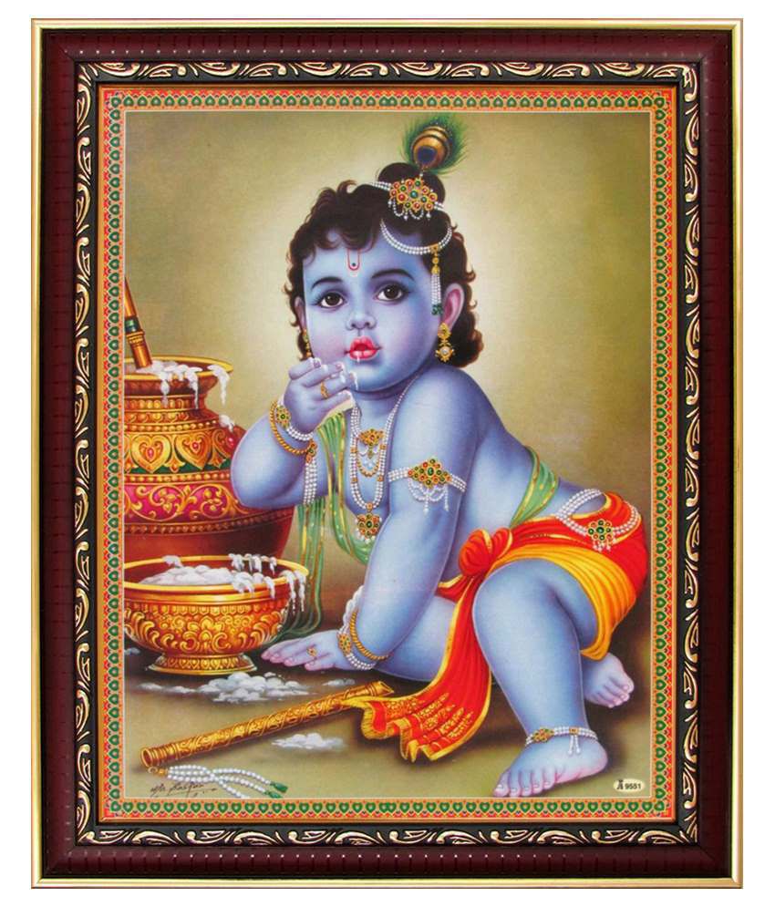 Avercart Lord Krishna Baby Krishna Bal Gopal Poster 9x11 Inch