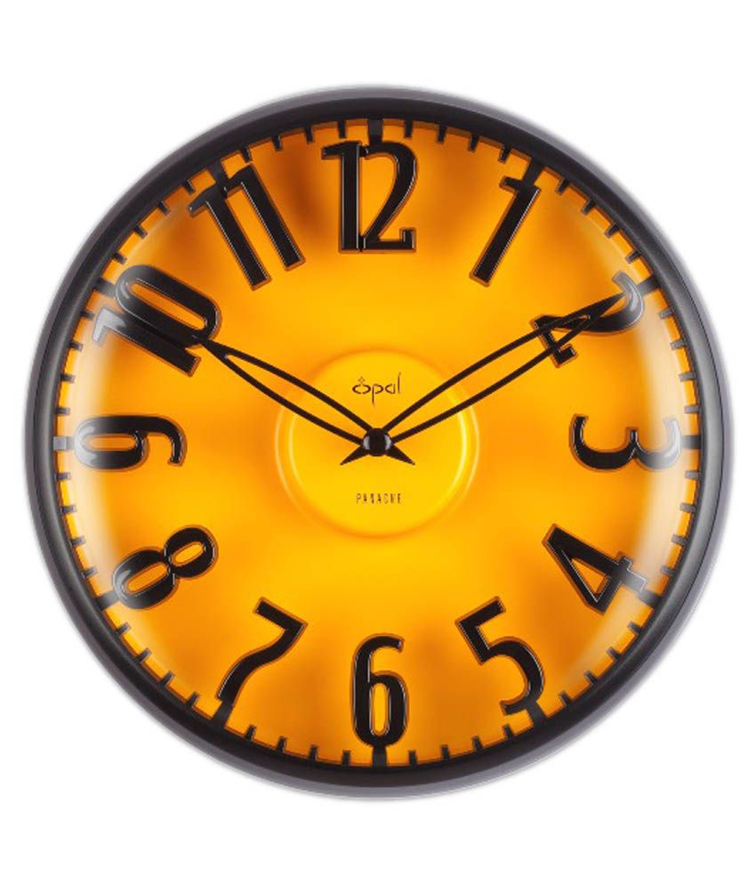 Opal Yellow Metal Wall Clock Buy Opal Yellow Metal Wall Clock at Best