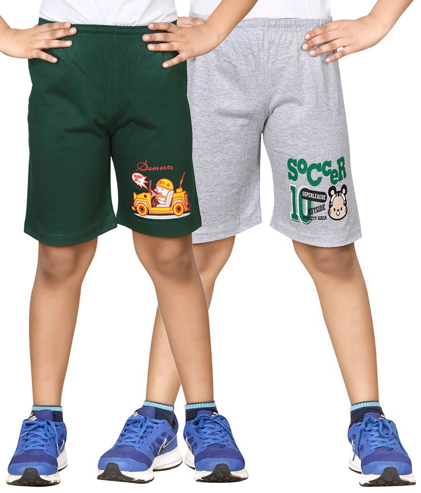     			Dongli Green & Gray Shorts For Boys Set Of 2