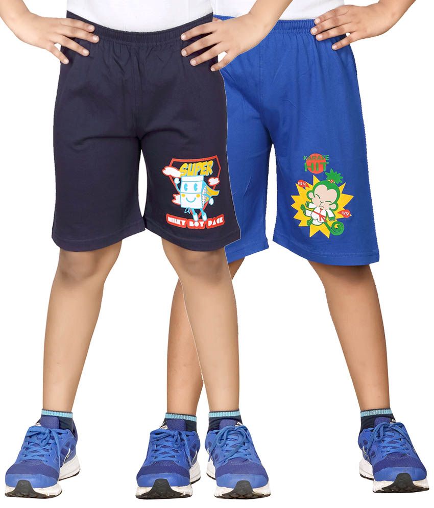     			Dongli Navy & Blue Shorts For Boys Set Of 2