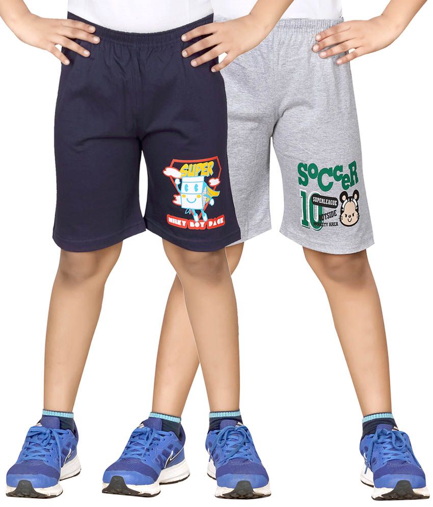     			Dongli Navy & Gray Shorts For Boys Set Of 2