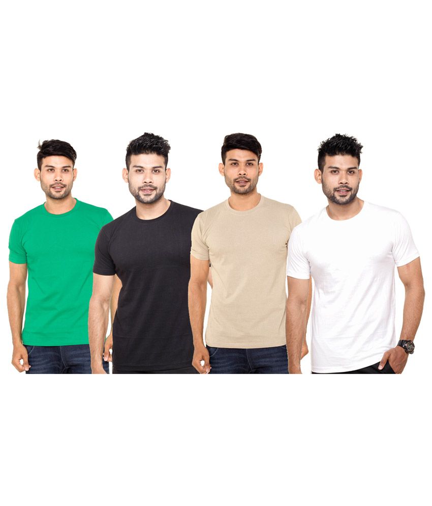     			Fleximaa Multicolour Cotton Solid T-shirts (pack Of 4)