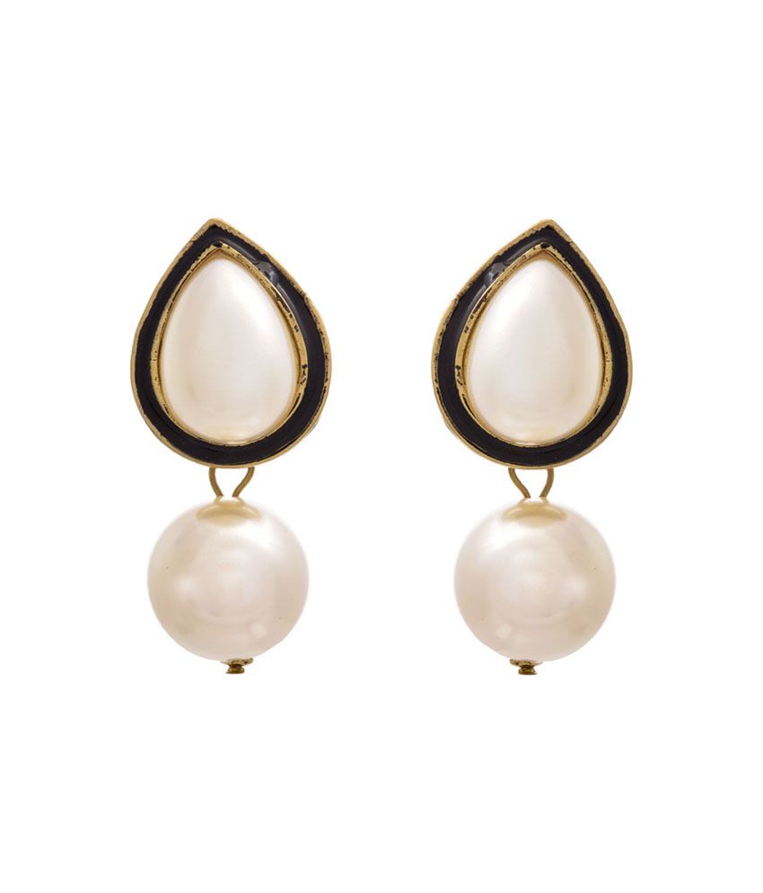     			Jfl - Jewellery For Less Black Gold Plated Drop Earrings