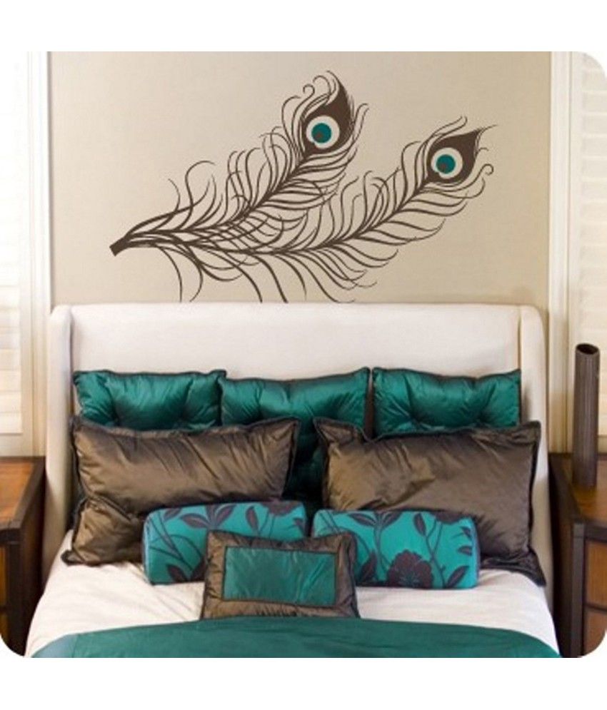 Stickerskart Brown Vinyl Home Lucky Peacock Feathers Living Room Design