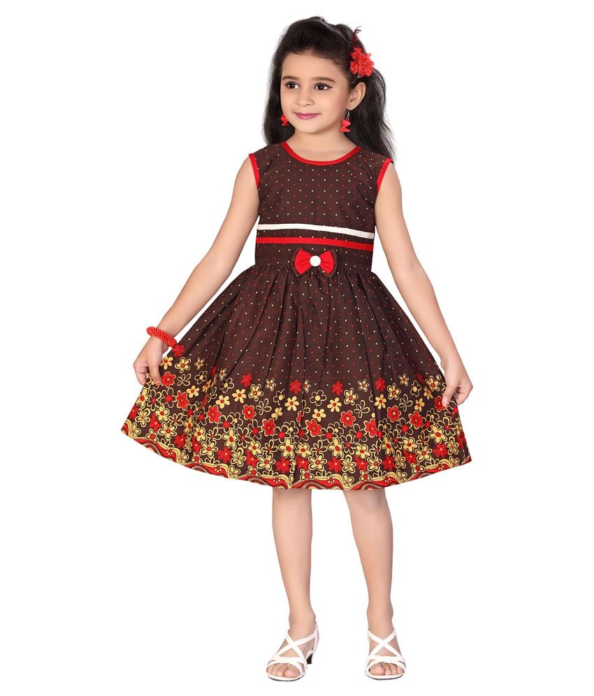 Snail Polka Dot Brown Girls Frock - Buy Snail Polka Dot Brown Girls ...