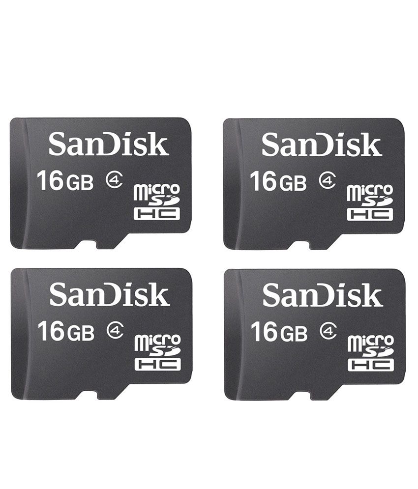     			Sandisk 16gb Class 4 Memory Card Black - Pack Of 4
