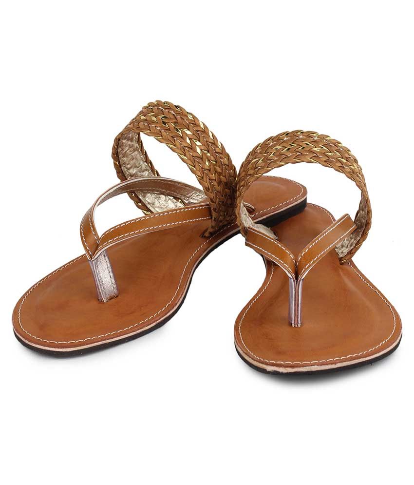 tan flat slip on sandals