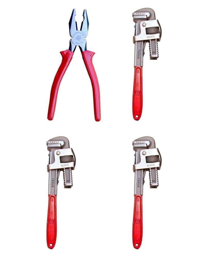 Taparia Tool Kit-Set Of Plier & Venus Pipe Wrench 14 Inch-Pack Of 3