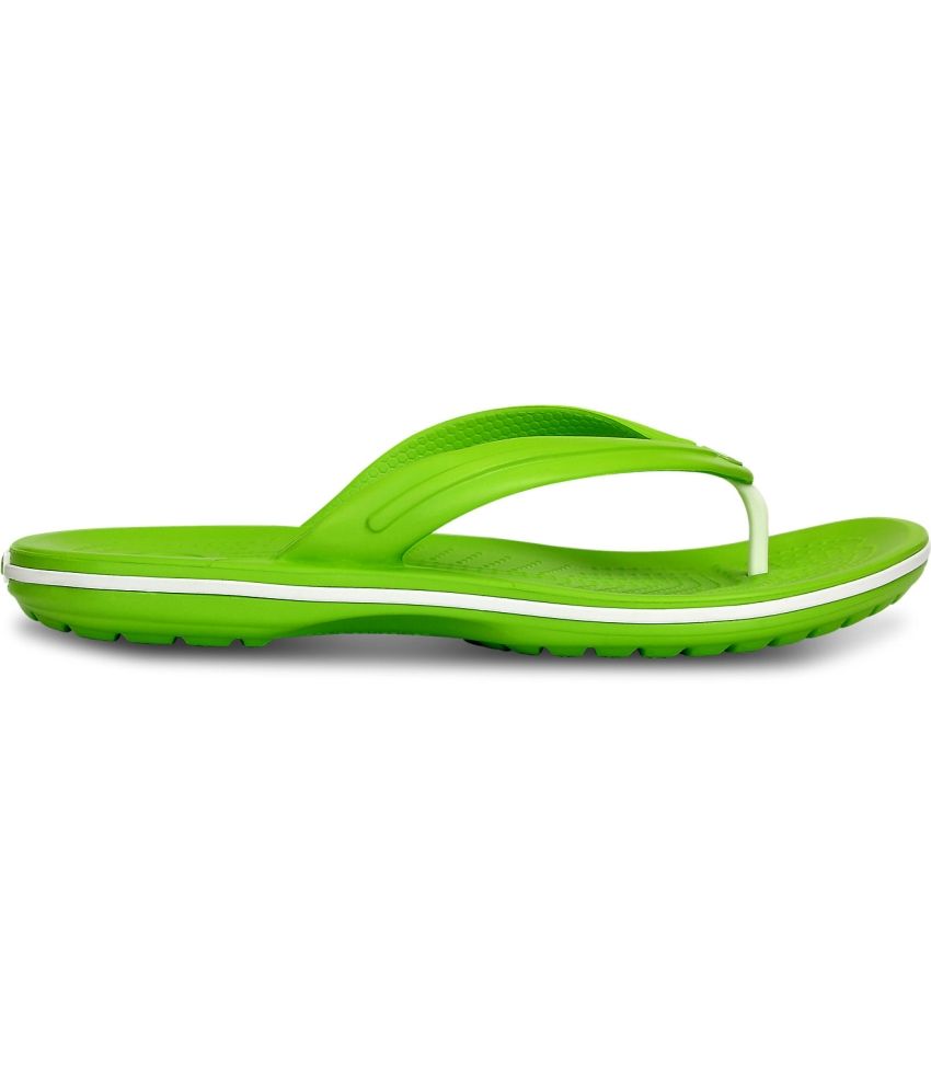 green croc flip flops