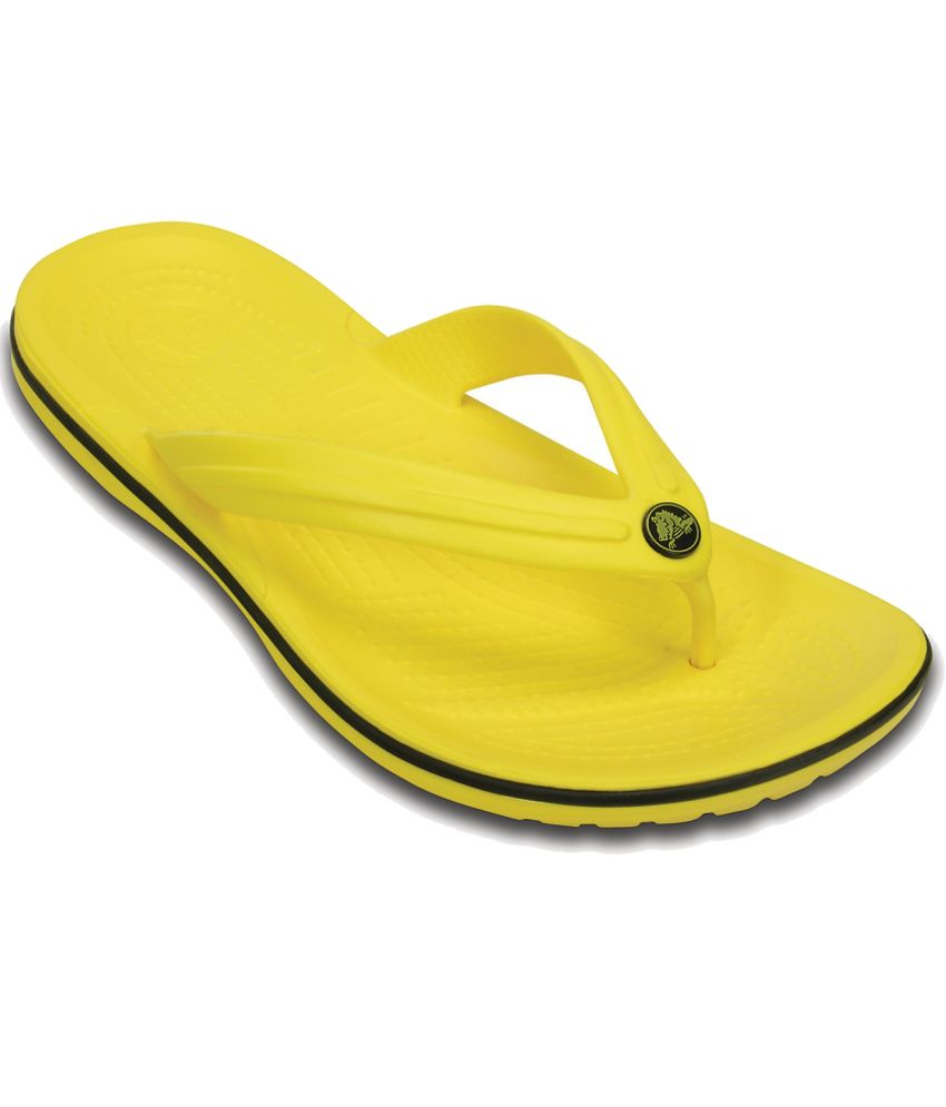 yellow croc flip flops