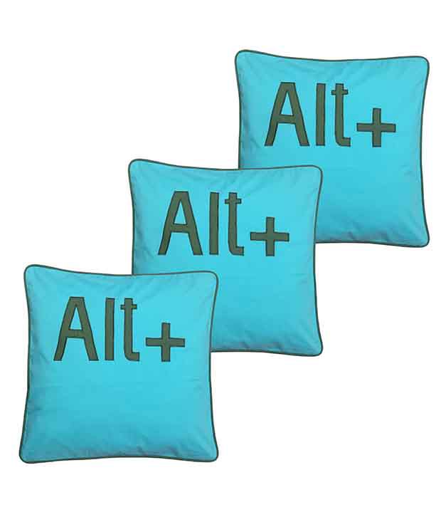     			Hugs'n'Rugs Blue Cotton Cushion Covers - Set Of 3