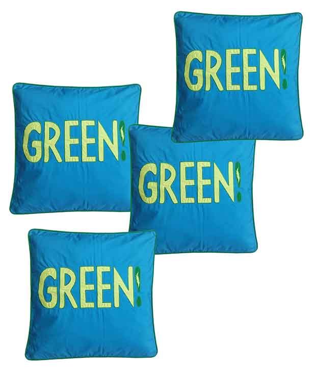     			Hugs'n'Rugs Blue Cotton Cushion Covers - Set Of 4