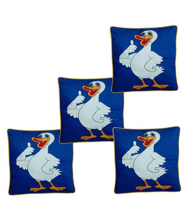     			Hugs'n'Rugs Blue Cotton Cushion Covers - Set Of 4
