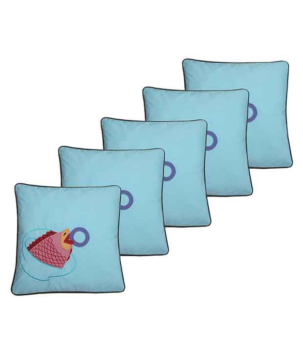     			Hugs'n'Rugs Cotton Blue Cushion Covers Pack of 5 (40 x 40 cm)