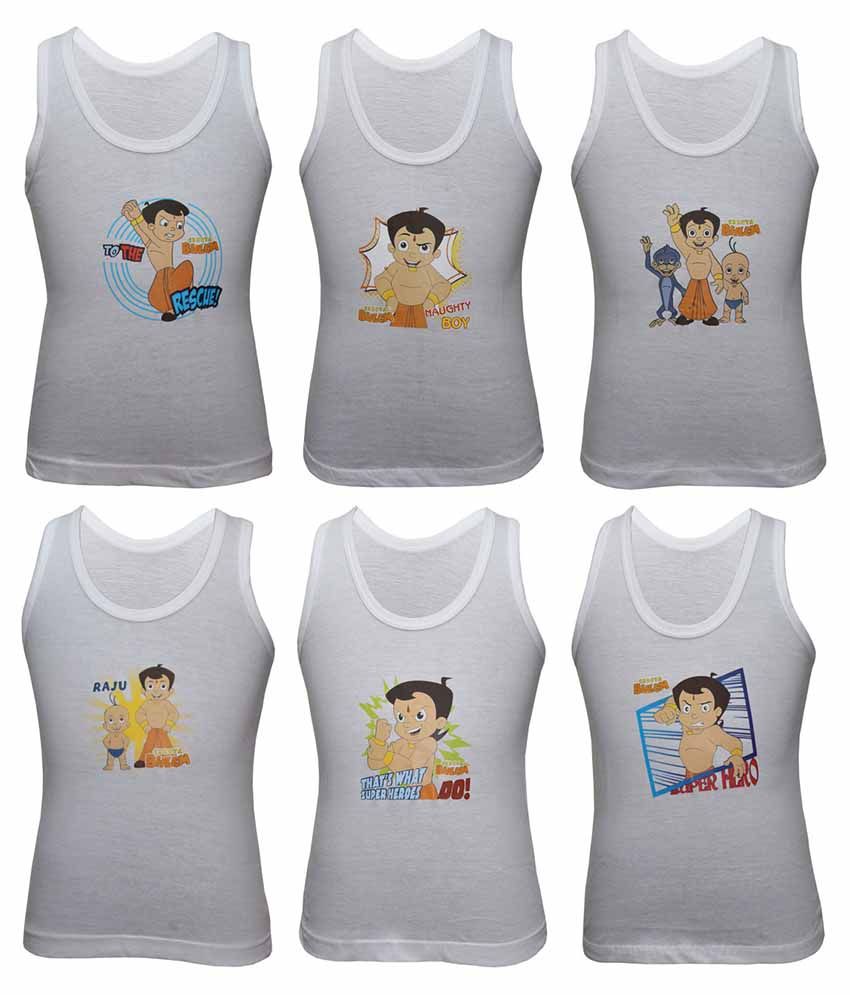     			Bodycare Pack of 6 100% Cotton Boys Vest ( White )