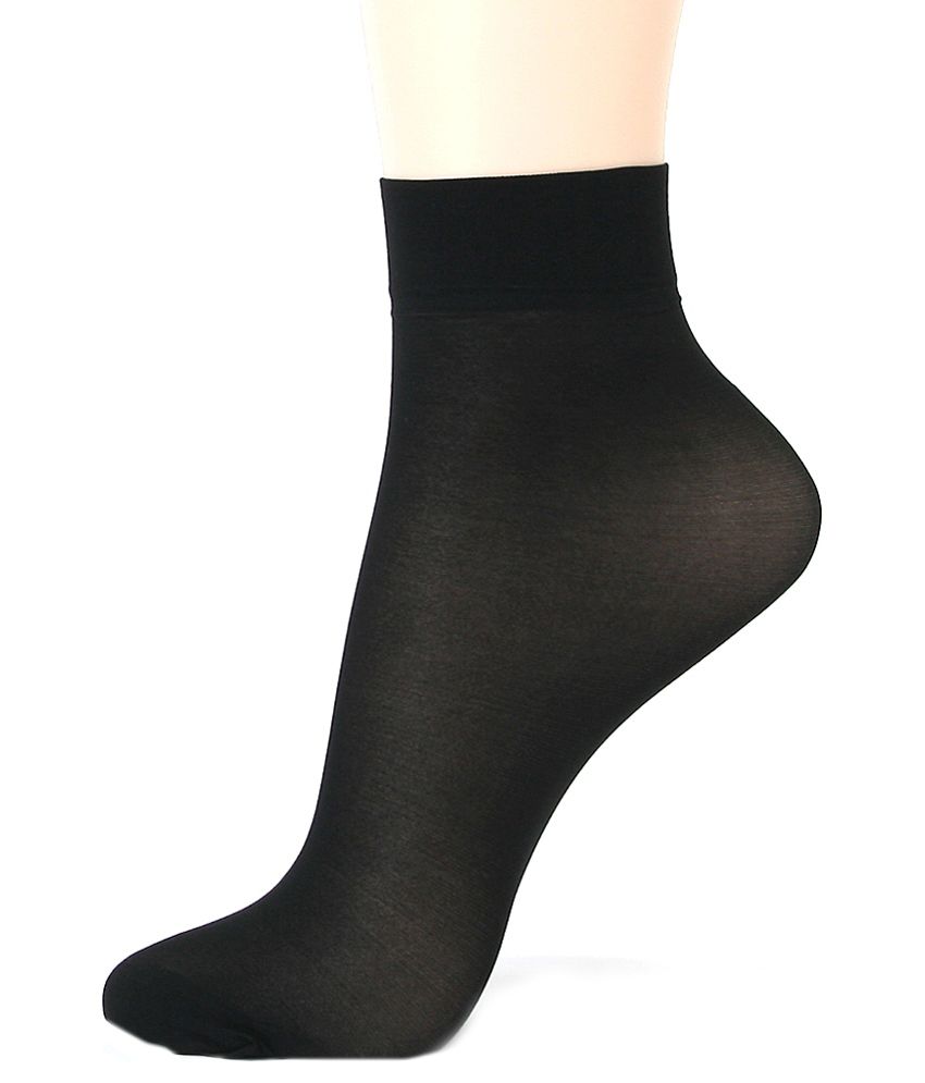 Simon Black and Beige Nylon Ankle Length Socks - Pack of 8: Buy Online ...