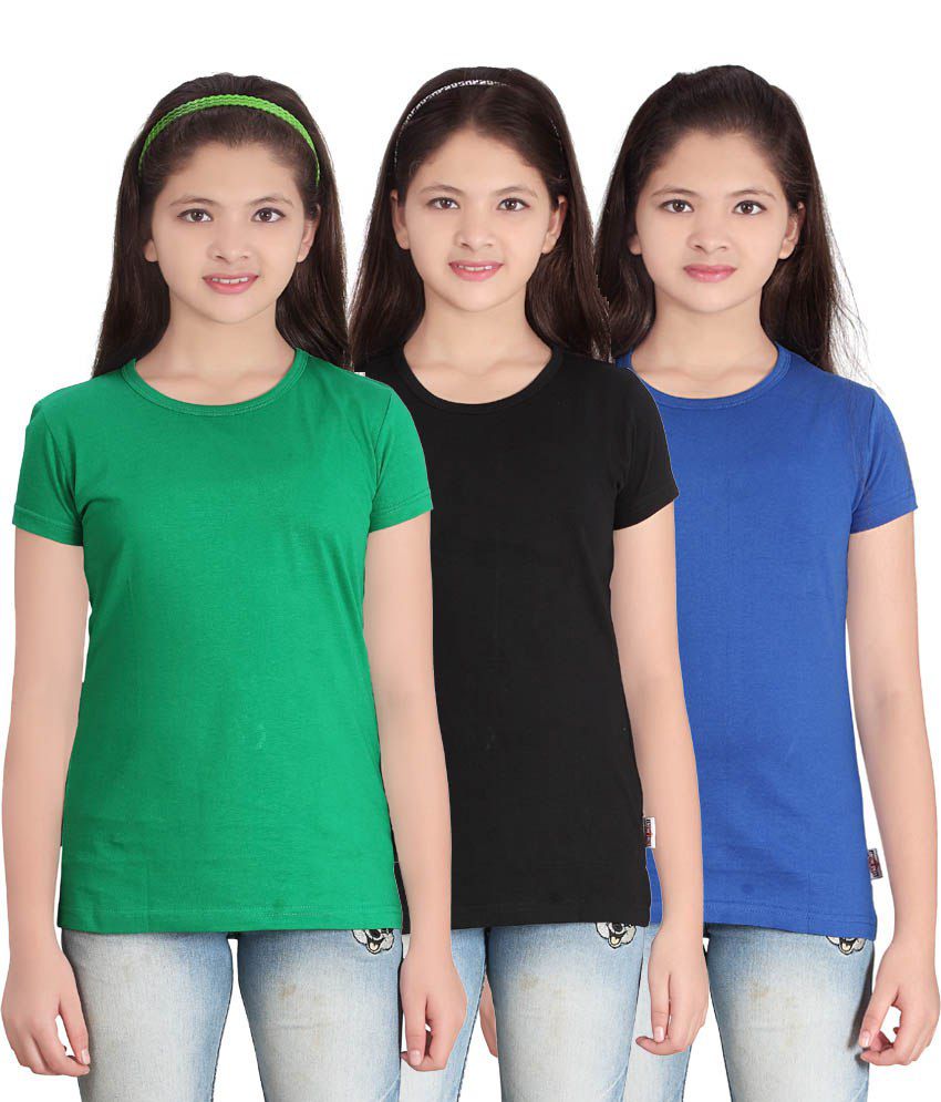    			Sini Mini - Blue Cotton Girls T-Shirt ( Pack of 3 )