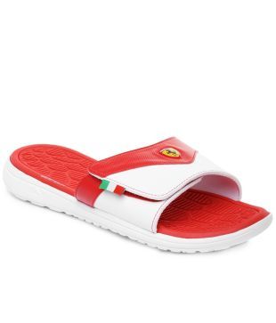 puma red flip flops