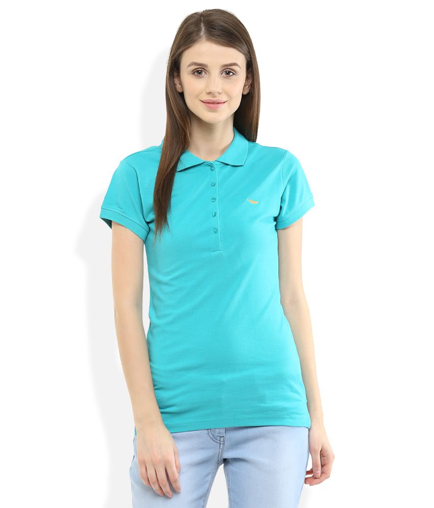 Buy Park Avenue Woman Green Polo Neck T-Shirt Online at Best Prices in ...