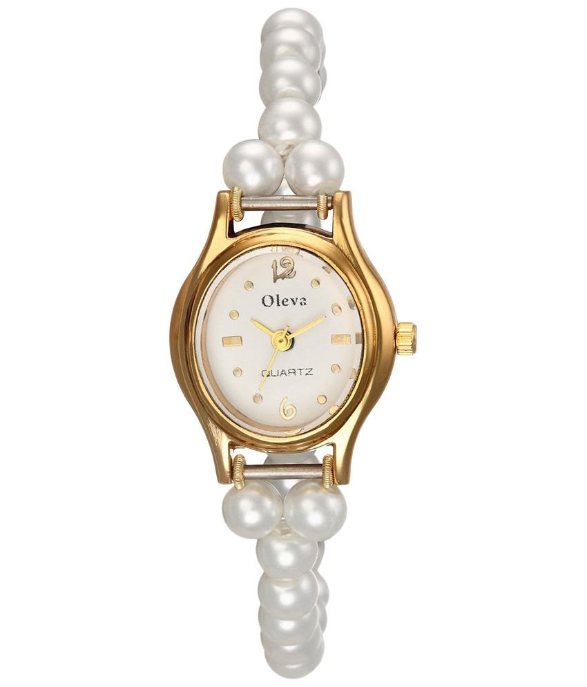Oleva Elegant White & Gold Pearl Bracelet Watch Price in India: Buy ...