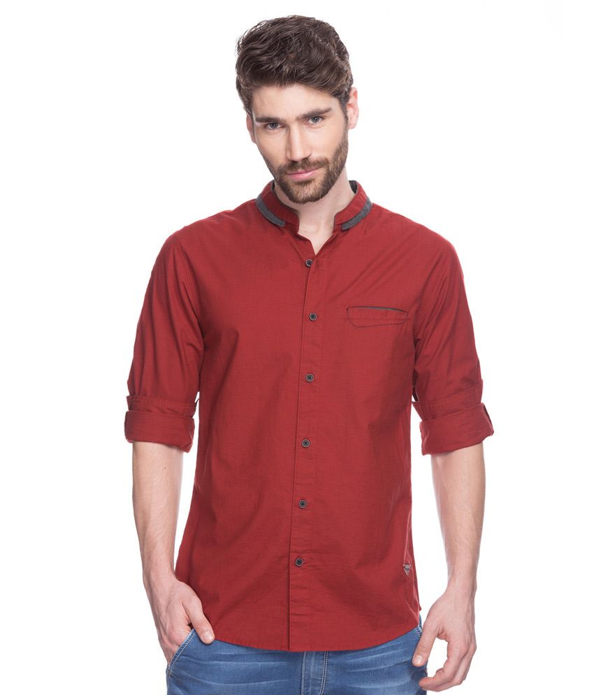 spykar red shirt