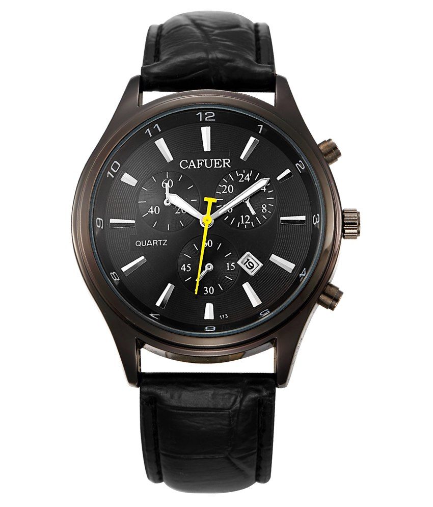 Cafuer Black Leather Wrist Watch For Men -  get your hands on Cafuer  