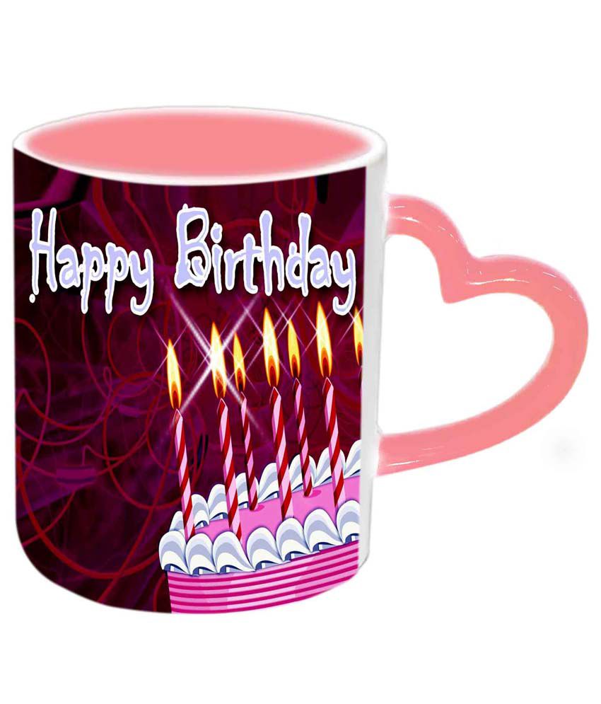 Jiya Creation Happy Birthday Beautiful Base Multicolor Ceramic Mug ...