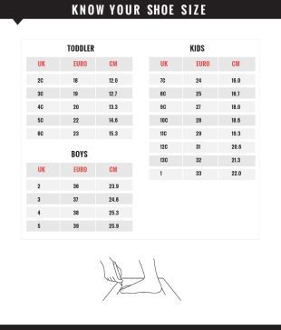 kids chappal size chart