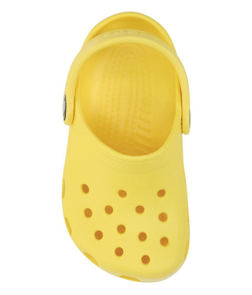 fluffy crocs yellow