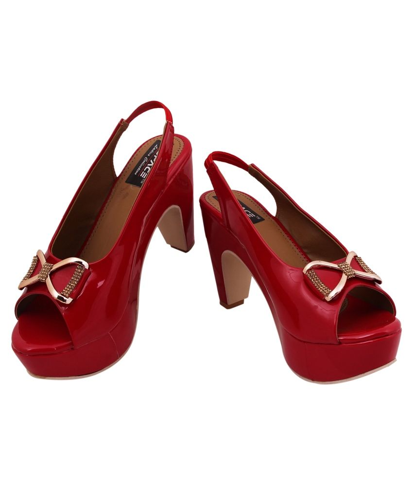 red lace up platform heels