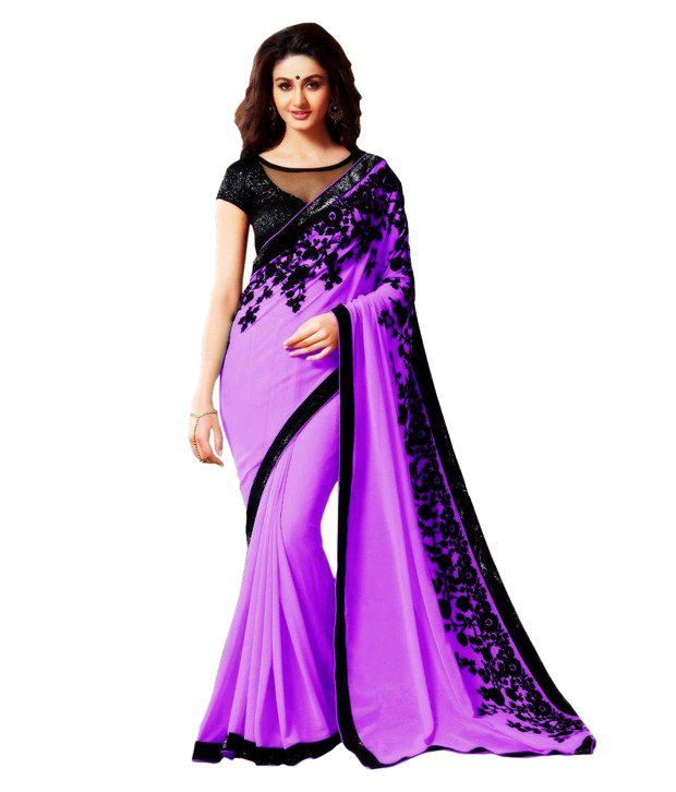     			Av Fashion Purple Chiffon Saree