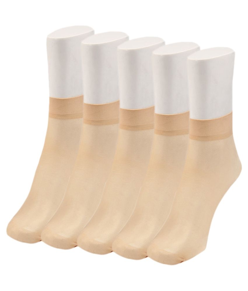 Simon Beige Nylon Ankle Length Casual Socks for Women Pack of 5 Buy Online at Low Price in