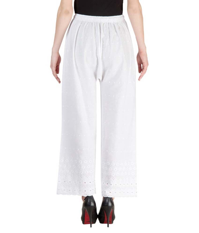 Buy Komal Trading White Cotton Palazzos Online at Best Prices in India ...