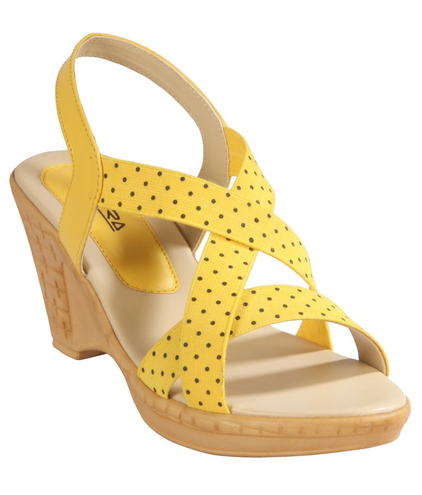 Amora Yellow Wedges Heels Price in India Buy Amora Yellow Wedges Heels